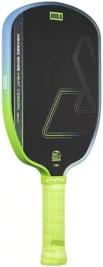JOOLA Agassi Heat Vision elongated pickleball paddle with textured carbon fiber face